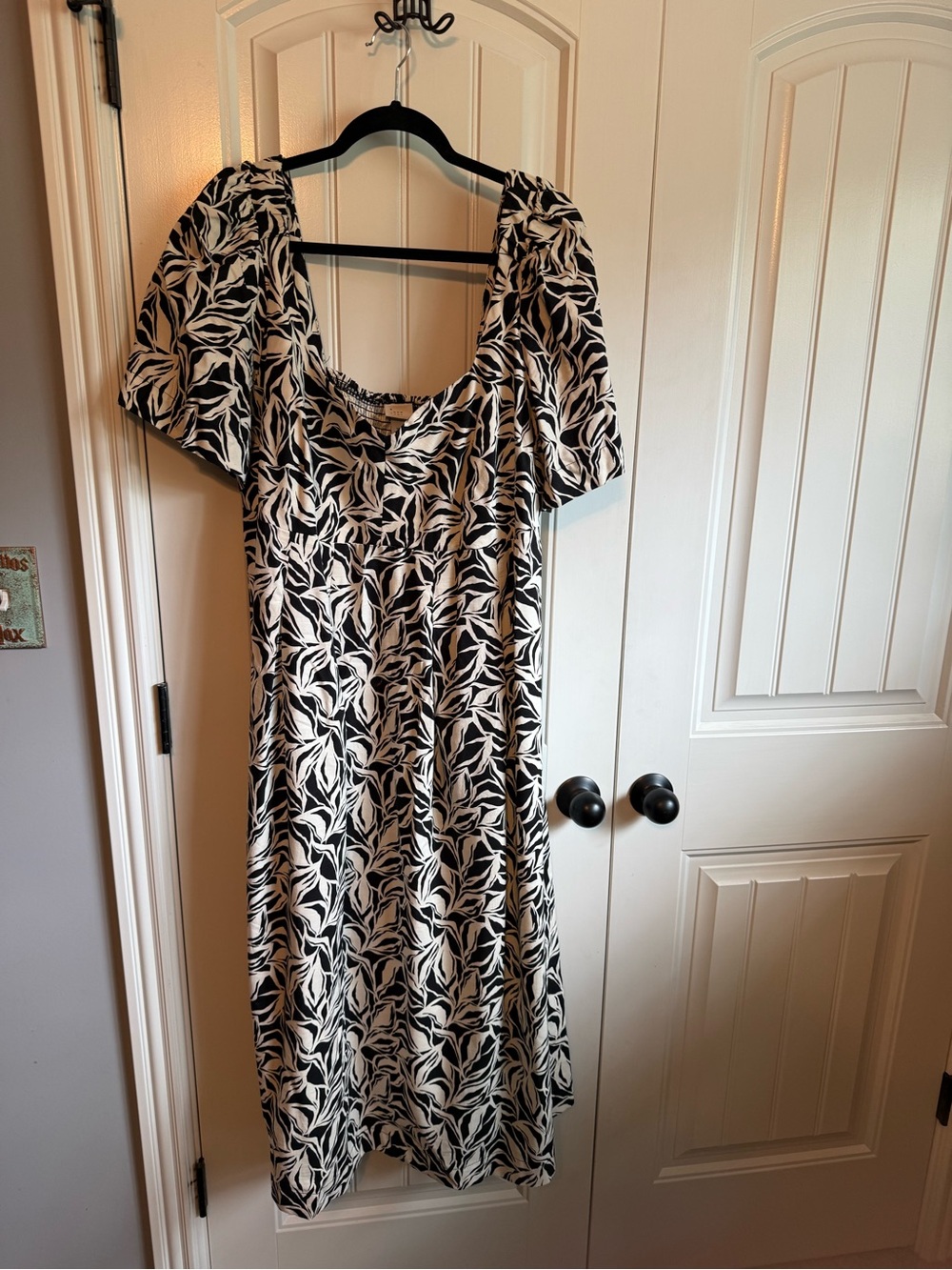 A New Day Black & White Leaf-Print Women's Dress